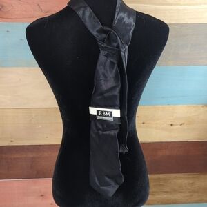 Sleek Black Satin Necktie Accessory